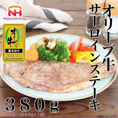 
            ＜ふるさと納税＞金ラベル オリーブ牛 サーロインステーキ 380g(1枚)黒毛和牛 香川 讃岐【1612694】
          
