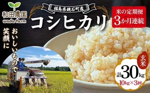 
            【米の定期便】福島県鏡石町産 和田農園「コシヒカリ」玄米10kg 3か月連続 F6Q-204
          