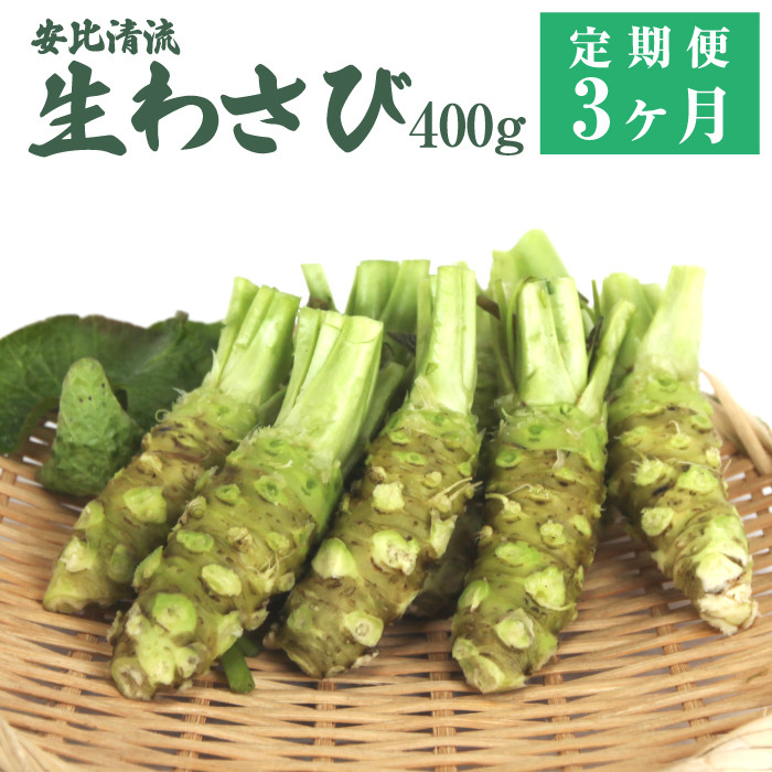 生わさび 400g 定期便3ヶ月 【安比清流山葵園】 ／ わさび 山葵 ワサビ 生山葵 生ワサビ 新鮮 薬味 産地直送 国産 岩手県産