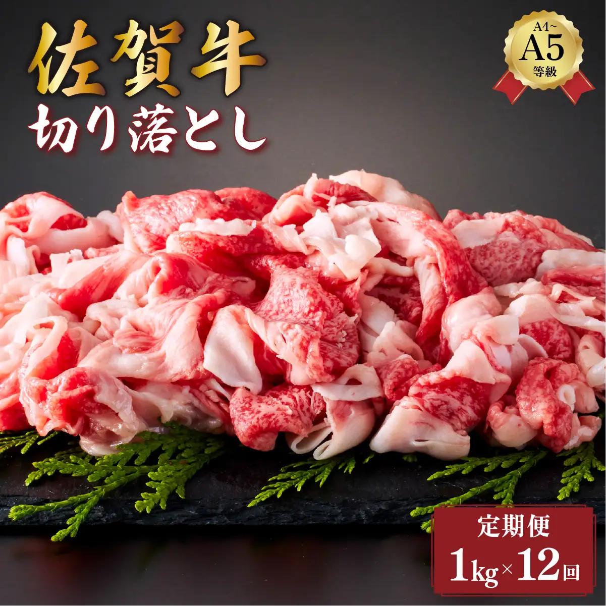 ＜定期便12回＞佐賀牛切り落とし 計12kg (1kg×12回)