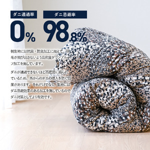  本掛けの羽毛布団セミダブル青雀色　ポーランド産400dpグース【ダニ忌避率98.8％】 羽毛布団 寝具 ふとん 本掛け セミダブル 