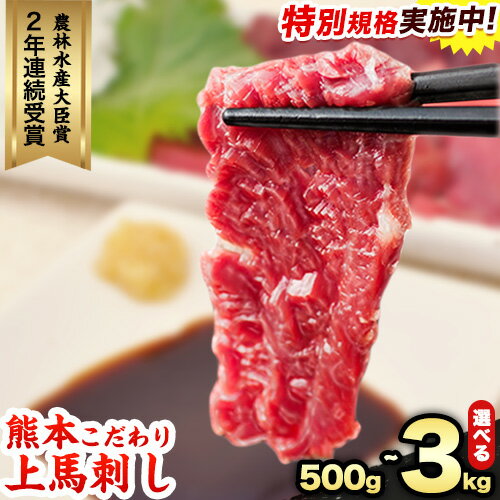【ふるさと納税】★限定特別企画実施中★ 馬刺し 国産 馬刺し 上赤身 ブロック 国産 熊本肥育 冷凍 生食用 たれ付き選べる 500g ~ 3kg 肉 期間限定 絶品 牛肉よりヘルシー 馬肉 予約 平成27年28年 農林水産大臣賞受賞 玉東町《90日以内に出荷予定(土日祝除く)》 馬肉