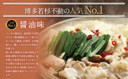  【8/19寄附額改定】リピート支持多数!!博多若杉 牛もつ鍋(2～3人前) 醤油味