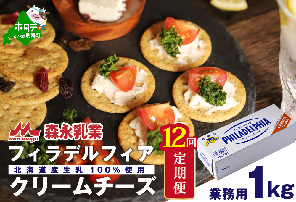 【定期便】【森永乳業】業務用 ！ クラフト フィラデルフィア クリームチーズ １ｋｇ × 12ヵ月【全12回】 KRAFT【TYM120004】