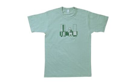 「知床トコさん」×久米繊維　コットンTシャツ　四角柄　グリーン　Sサイズ　半袖【配送不可地域：離島・沖縄県】【1634911】