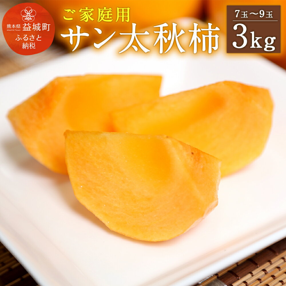 【ふるさと納税】家庭用 サン太秋 3kg 超大玉7〜9玉 段ボール箱 柿 太秋柿 かき カキ 果物 フルーツ 九州産 熊本 訳あり 予約受付 先行販売 送料無料【2026年10月下旬～12月上旬発送予定】