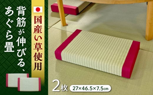一畳屋 あぐら畳 座卓 枕 2枚セット 縦27cm×横46.5cm×高7.5cm 国産 たたみ 置き畳 い草 日本製 熊本県産【一般社団法人クラッシーノこうし】 [AYAB004]