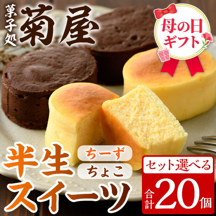 【ふるさと納税】＜2026年 母の日ギフト＞《セット選べる》半生ちーず・半生ちょこ(計20個) スイーツ チーズケーキ チョコ お菓子 銘菓 冷凍 ギフト 個包装 詰め合わせ 詰合せ 贈り物 贈答 ギフト プレゼント 洋菓子 母の日 のし 熨斗【菓子処 菊屋】