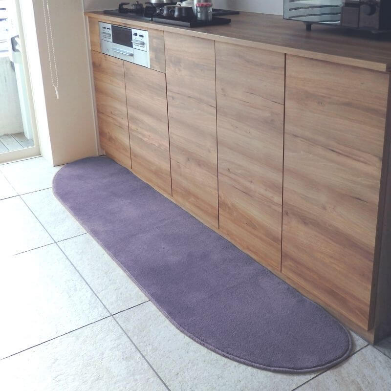 北欧風キッチンマット ラグマットタイプ 45×150cm ゆりかご型 モーブ 抗菌防臭 SEK 織人しきもの屋工房 diw0027