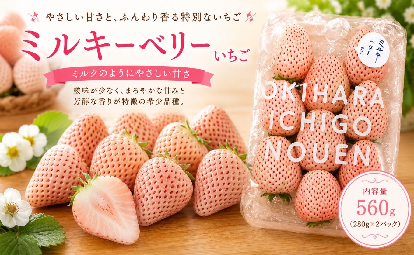 
                  【先行予約】いちご ミルキーベリー 560g (280g×2P)｜いちご 苺 ichigo 女峰 ミルキーベリー とちひめ とちあいか とちおとめ やよいひめ 粒 栃木県 那珂川町 送料無料【栃木県共通返礼品】
                