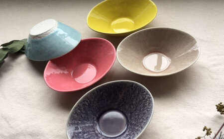 【瀬戸焼】オーバルミニボウル5色セット【まるたか水野コーポレーション】 / 食器 皿 取り皿 陶器 [BBBF002]