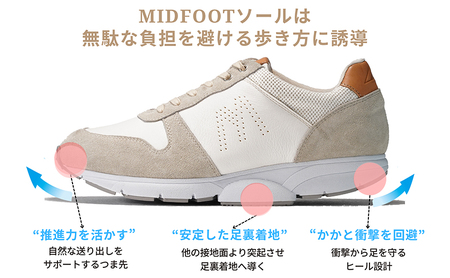 MIDFOOT ミッドフッド レザースニーカー MF001JM ホワイト 4E 25.5cm