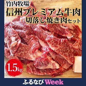 【ふるなびWEEK対象】 竹内牧場 信州プレミアム牛肉 切落し焼き肉セット（牛匠かぐらもみだれ付き）750g×2セット黒毛和牛 タレ付き 焼肉 やきにく 長野 FN-Limited-WE