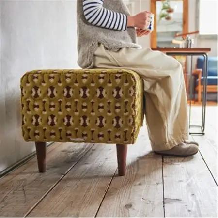 90 Bench(90 ベンチ)モコ グリーン BR鉛筆脚【SWOF】_雑貨・日用品 椅子・チェア・ソファ 家具・インテリア _【1477616】