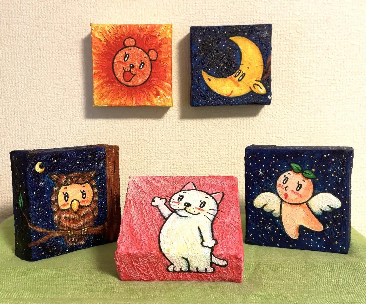 O116 ミニ3Dキャンバス作品【おつきりん】