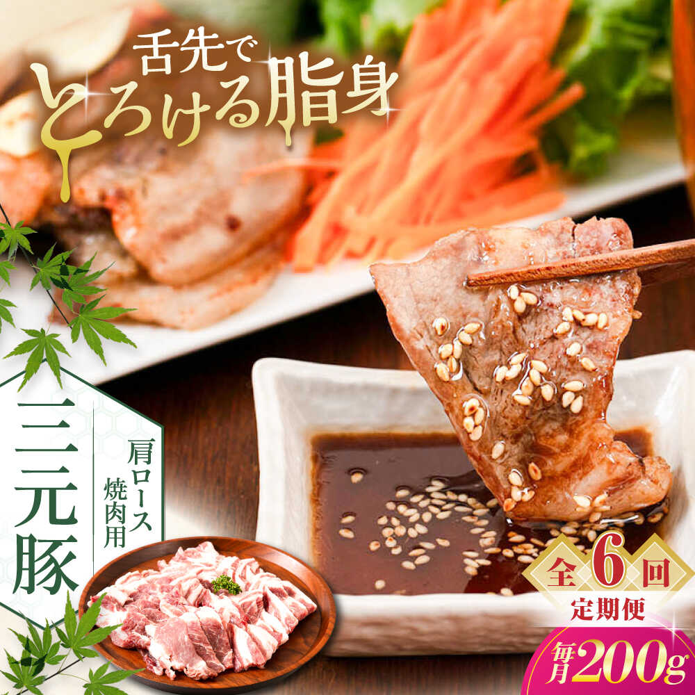 【ふるさと納税】【全6回定期便】三元豚 肩ロース 焼肉用 200g《喜茂別町》【平田牧場】 肉 豚肉 ロース 焼肉 スライス 冷凍配送 定期便 北海道 平田牧場 [AJAP145] 48000 48000円