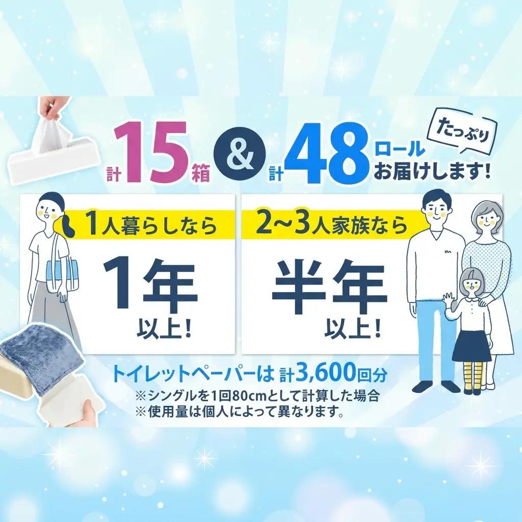 トイレットペーパー シングル 60m 12ロール 4パック & ブライティア ソフト ボックスティッシュ 200組 400枚 15箱 (5箱×3) BOX セット 備蓄 まとめ買い ティッシュ リサイ
