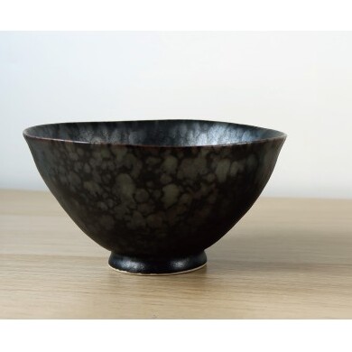 有田焼 黒サビ絞りマット(大)  スノー(小)  夫婦茶碗【三光堂】茶碗 ちゃわん 夫婦茶碗 ご飯茶碗 白 黒 おしゃれ 和モダン 結婚祝い ギフト A22-116_イメージ3