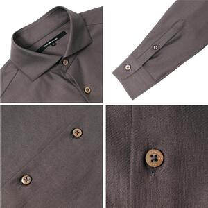 DJS-787 decollouomo メンズドレスシャツ 長袖（生地／オーヴァーチュア）クラシックタイプ　エベーヌグレー／XLサイズ