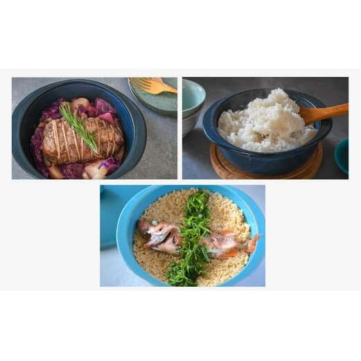 有田焼 おしゃれな万能鍋 5way pot ネイビー 大小 2個セット 料理家 河瀬璃菜 おしゃれ土鍋 大容量の土鍋 コラボ オーブン 食器 直火 調理器具 キッチン用品 かわいい土鍋 ペア土鍋 まる