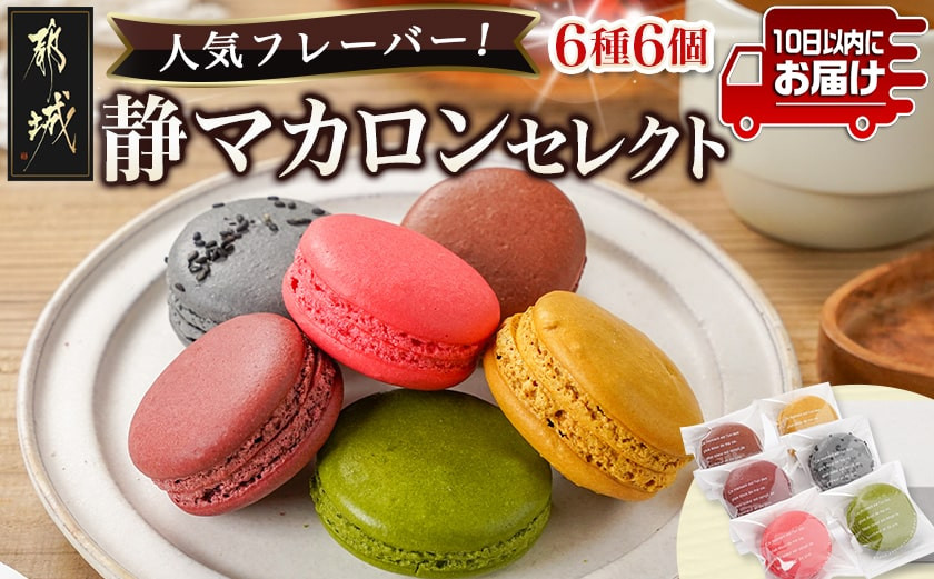 
            静マカロン 人気フレーバーセレクト 6種6個入≪みやこんじょ特急便≫_LE-C208-Q_(都城市) スイーツ ショコラ ショコラフランボワーズ いちご 塩キャラメル 黒ごま バイオ茶 マカロン
          