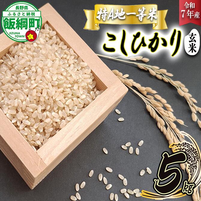 【ふるさと納税】 玄米 コシヒカリ 5kg 特A 沖縄県への配送不可 長野県 飯綱町 ふるさと振興公社 【 お米 こしひかり 信州 長野 信州のお米 米 19000円 】 [お届け1回 (**)]