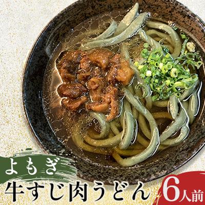 ふるさと納税 嘉麻市 よもぎ牛すじ肉うどん 6人前(嘉麻市)