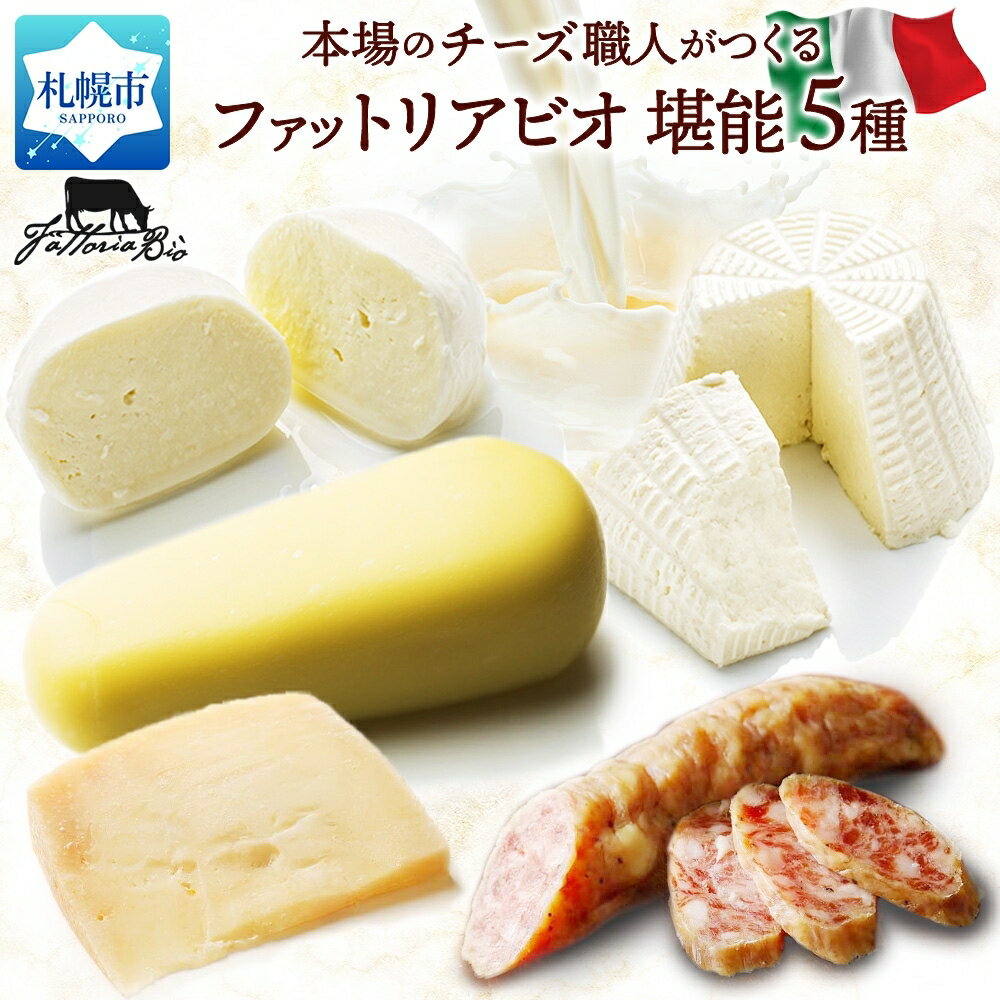 【ふるさと納税】 ファットリアビオ北海道 堪能 5種 セット チーズ サラミ 詰め合わせ モッツァレラ カチョカヴァッロ リコッタ・フレスカ フォルマッジョプレーン サラミビアンコ 食べ比べ 本場 イタリア チーズ職人 話題 ギフト お取り寄せ 乳製品 豚肉 北海道 札幌市