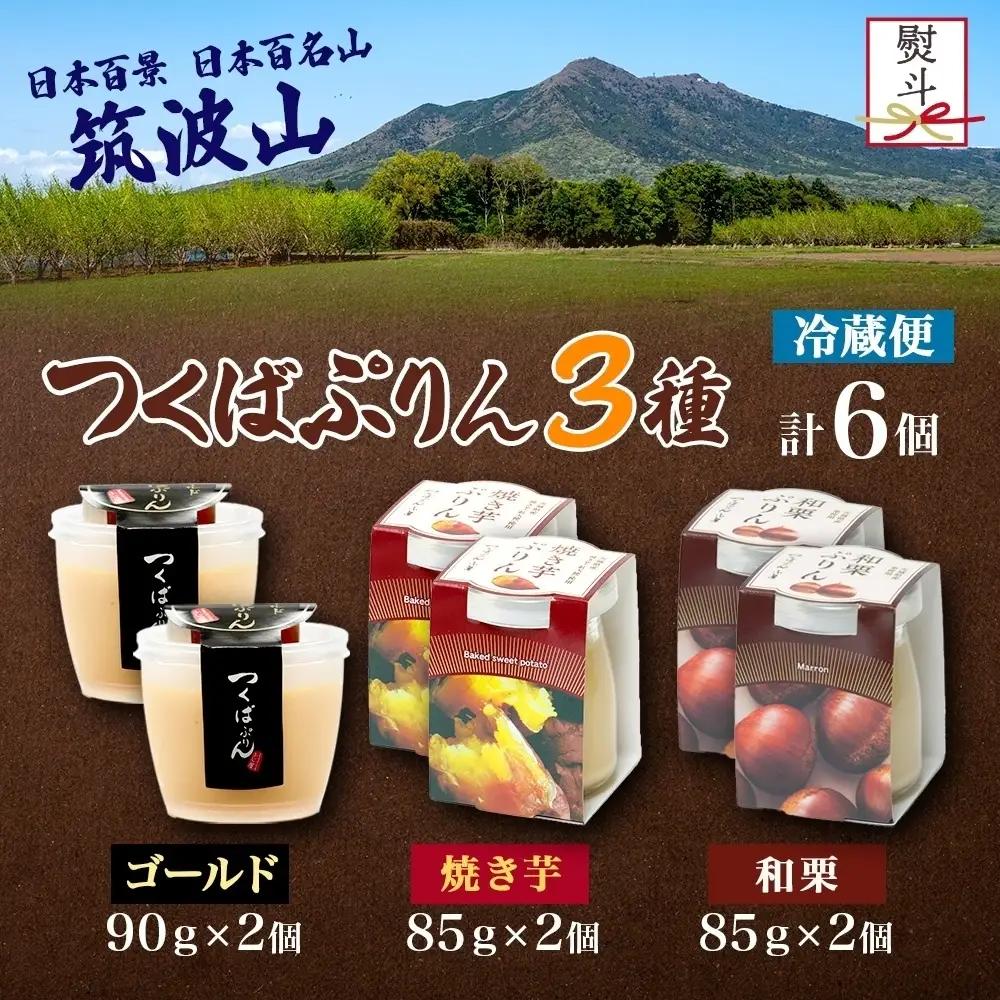 無地熨斗 ゴールドぷりん ＆ 焼き芋ぷりん ＆ 和栗ぷりん 各2個 計6個 つくばぷりん プリン ぷりん 焼き芋 焼きいも 焼きイモ いも 和栗 くり クリ 栗 スイーツ 洋菓子 おやつ 和スイーツ 