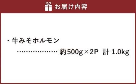 牛みそホルモン 計約1kg（約500g×2パック） 肉 お肉 ホルモン 焼肉 焼き肉 牛大腸 肉厚 冷凍