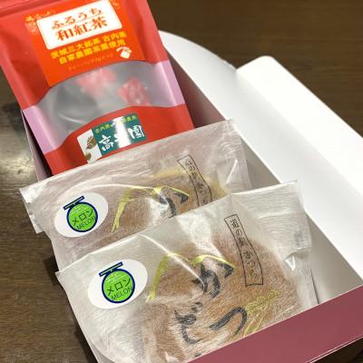 ふるさと納税 城里町 和紅茶とかつどら2個セット【季節の果物】※果物の種類は季節によりおまかせ。