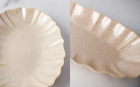 【美濃焼】ロータス オーバルプレート 23cm ２色ペアセット ホワイトパール×ピンクパール【一洋陶園】うつわ プレート ペア[MFQ030]