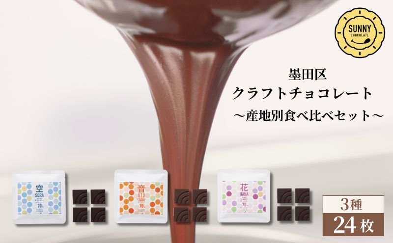 チョコレート SUNNY CHOCOLATE クラフトチョコレート【産地別チョコレート食べ比べセット（3種 各4枚入）合計6セット】チョコ 菓子 食べ比べ シングルオリジンチョコレート 墨田区 東京都