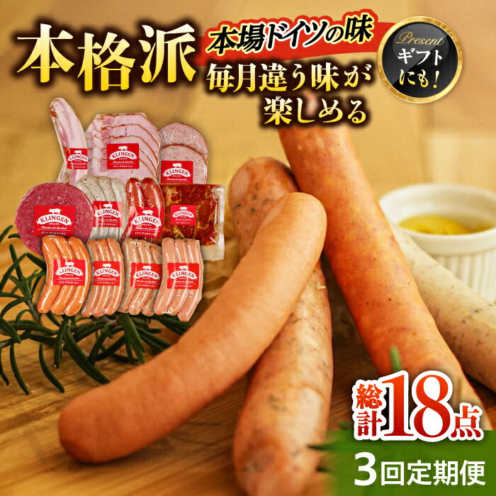 【ふるさと納税】【3回定期便】ソーセージ 毎月違う味が楽しめる マイスター直伝手作りソーセージ ウインナー ハム ベーコン 人気 3ヶ月 3回 定期便 詰め合わせ セット 燻製 スモーク 贅沢 ご褒美 ギフト おすすめ 岐阜市/ドイツデリカテッセン クリンゲン[ANBQ014]