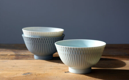【美濃焼】 さざなみ 茶碗 青白 2枚セット 瑞浪市 / 小田陶器 JS企画 皿 お皿 食器 器 飯碗[AZAZ285]