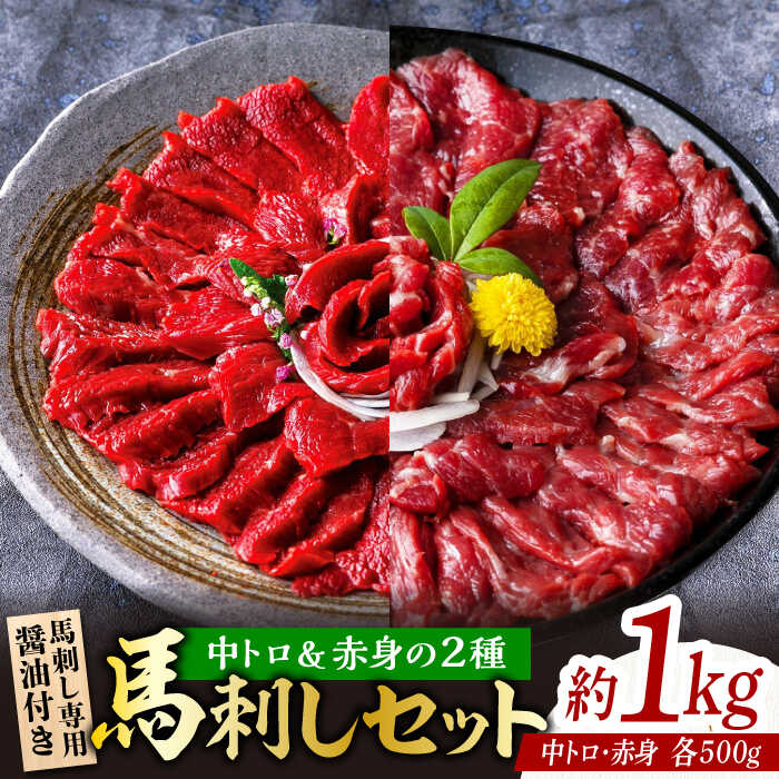 【ふるさと納税】赤身 & 霜降りの「2種食べ比べセット 」 馬刺し 赤身 約50g×10パック 中トロ 約50g×10パック 国産 馬刺し赤身 国内肥育 霜降り中トロ 約1キロ たっぷり 熊本 ばさし バサシ 冷凍 パック 小分け 【株式会社 利他フーズ】[ZBK008]