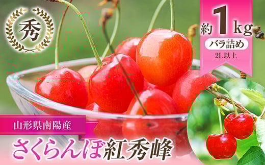 【令和7年産先行予約】 さくらんぼ 「紅秀峰」 約1kg (秀 2L以上) バラ詰め 《令和7年6月下旬～発送》 『生産者おまかせ』 サクランボ 果物 フルーツ 産地直送 生産農家直送 山形県 南陽市 [985]