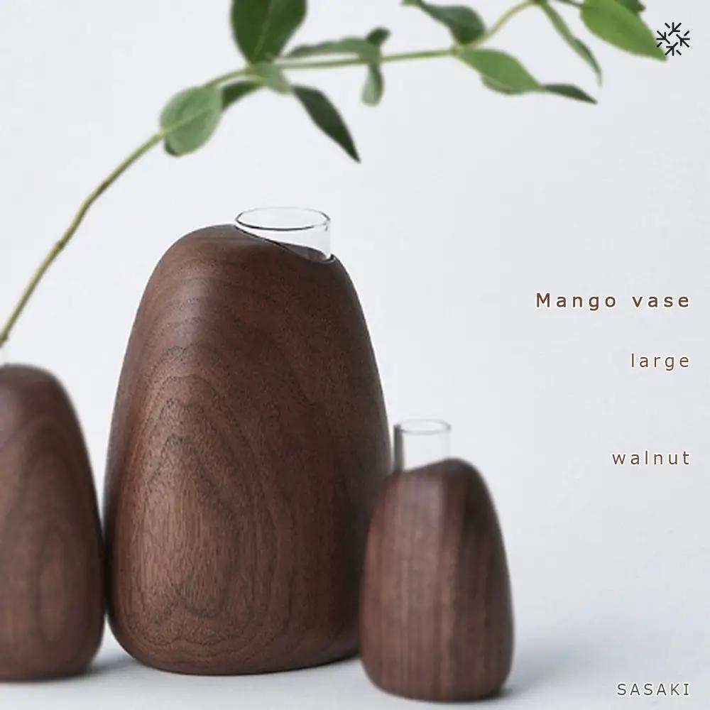 Mango vase - large　walnut/SASAKI【旭川クラフト(木製品/一輪挿し)】マンゴーベース / ササキ工芸_03259