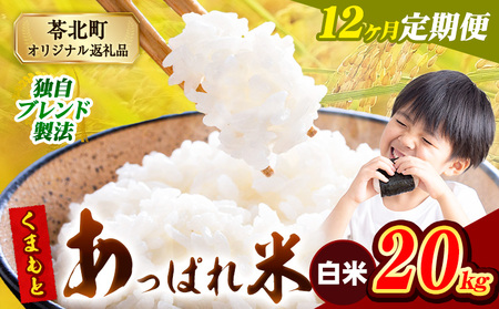 【12ヶ月定期便】 熊本県産 くまもとあっぱれ米 20kg  熊本県産 ふるさと納税 白米 精米 米 こめ ふるさとのうぜい コメ お米 おこめ《お申込み翌月から出荷》
