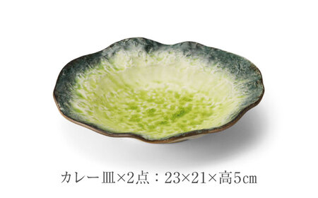 【美濃焼】KANADE サラダボウル・カレー皿 イエロー ペア4点セット　【丸利玉樹利喜蔵商店】 食器 お皿 プレート[MCC086]