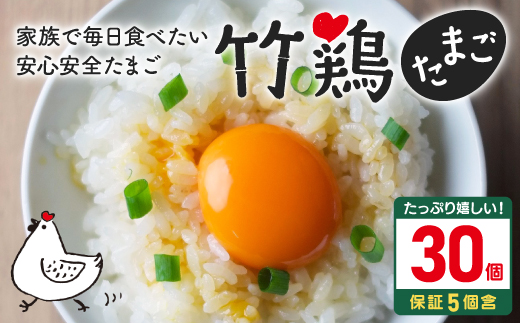 【選べる単品or定期便】＜白石蔵王育ち＞「竹鶏たまご」30個（保証5個含む）【17151】 単品(1回配送)