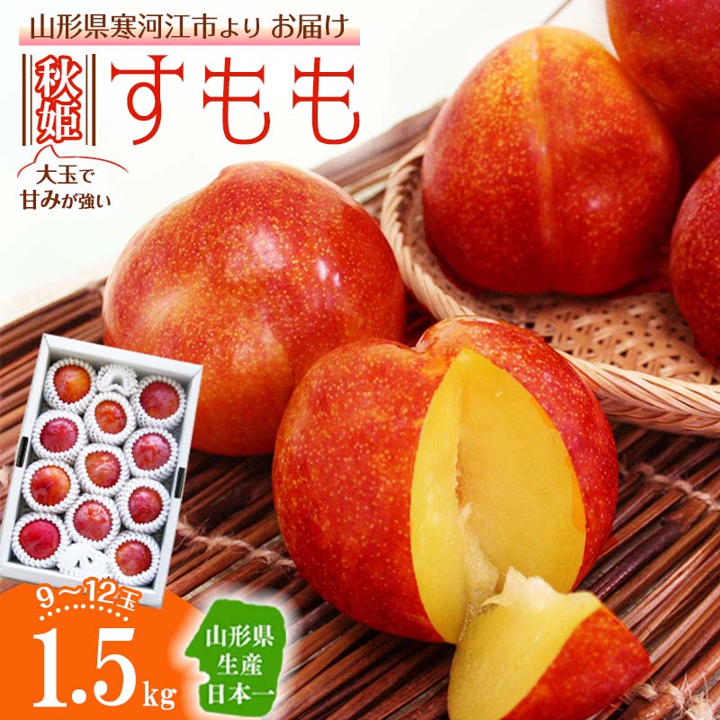 【ふるさと納税】大きな すもも 「秋姫」 1.5kg（9 - 12玉）山形産 【2025年9月中旬頃から9月末頃発送予定】／ 果物 フルーツ 果実 果汁 産地直送 贈答 ギフト プレゼント 季節 旬 お取り寄せ ご当地 特産 プラム 大玉 山形県産 2025年産 令和7年産 12000円