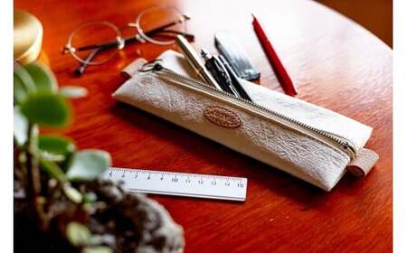 和紙と播州織のフラットペンケース（白色）[1143]