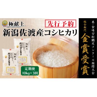 ふるさと納税 佐渡市 【発送月固定定期便】【令和8年産】10月〜発送 食味鑑定コンク-ル金賞　佐渡産コシヒカリ10k全3回