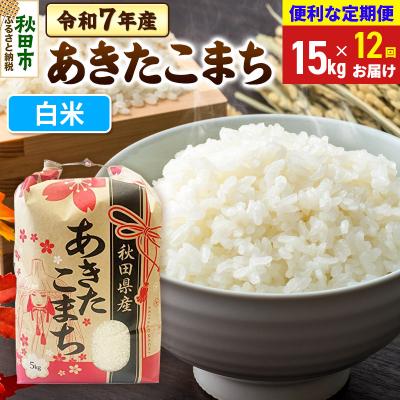 ふるさと納税 秋田市 定期便12ヶ月 あきたこまち15kg 白米 令和7年|15_kml-011512h