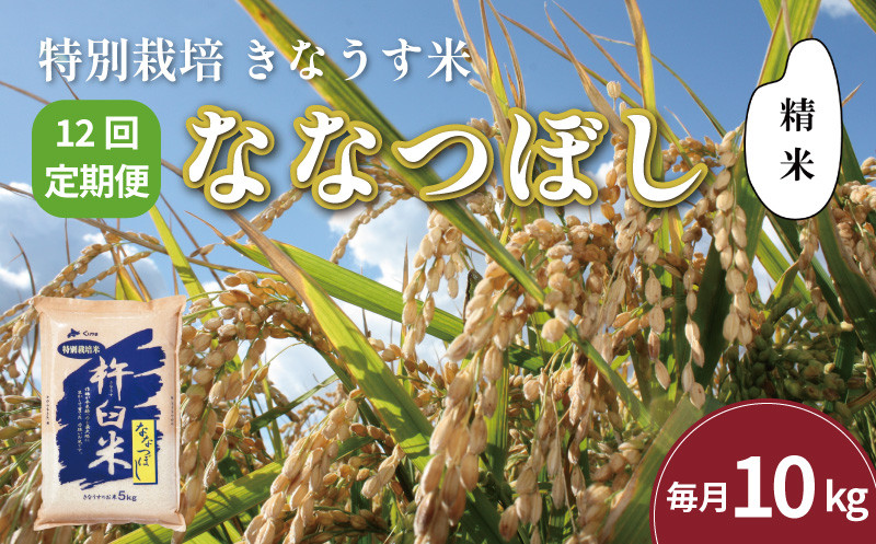 
            【精米12ヶ月定期便】特別栽培「きなうす米」ななつぼし10kg×12回　U004
          