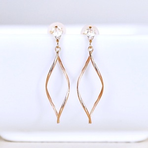 K10YG(10金) イエローゴールド 揺れる ホワイトトパーズ 地金 ピアス  保証書付 SR-2363 242-055-c