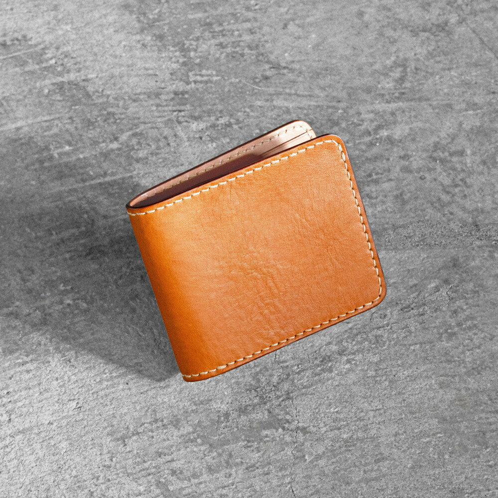 【ふるさと納税】栃木レザー使用｜やわらか本革二つ折り財布｜Half wallet 02C｜キャメル｜minca（全4色）