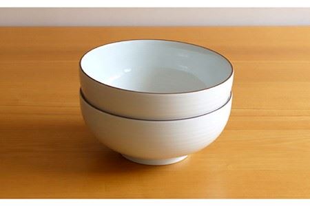 【白山陶器】【定番のシリーズ】白磁千段6寸浅めん丼 2ピースセット 食器 皿 【波佐見焼】[TA110] 波佐見焼