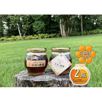 ふるさと納税 下野市 【毎月定期便】日本ミツバチの百花蜂蜜(200g×2瓶)国産100%天然生蜂蜜です。全3回